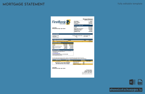 Nigeria First Bank Nigeria Hypothekenabrechnung Word- und PDF-Beispielvorschau
